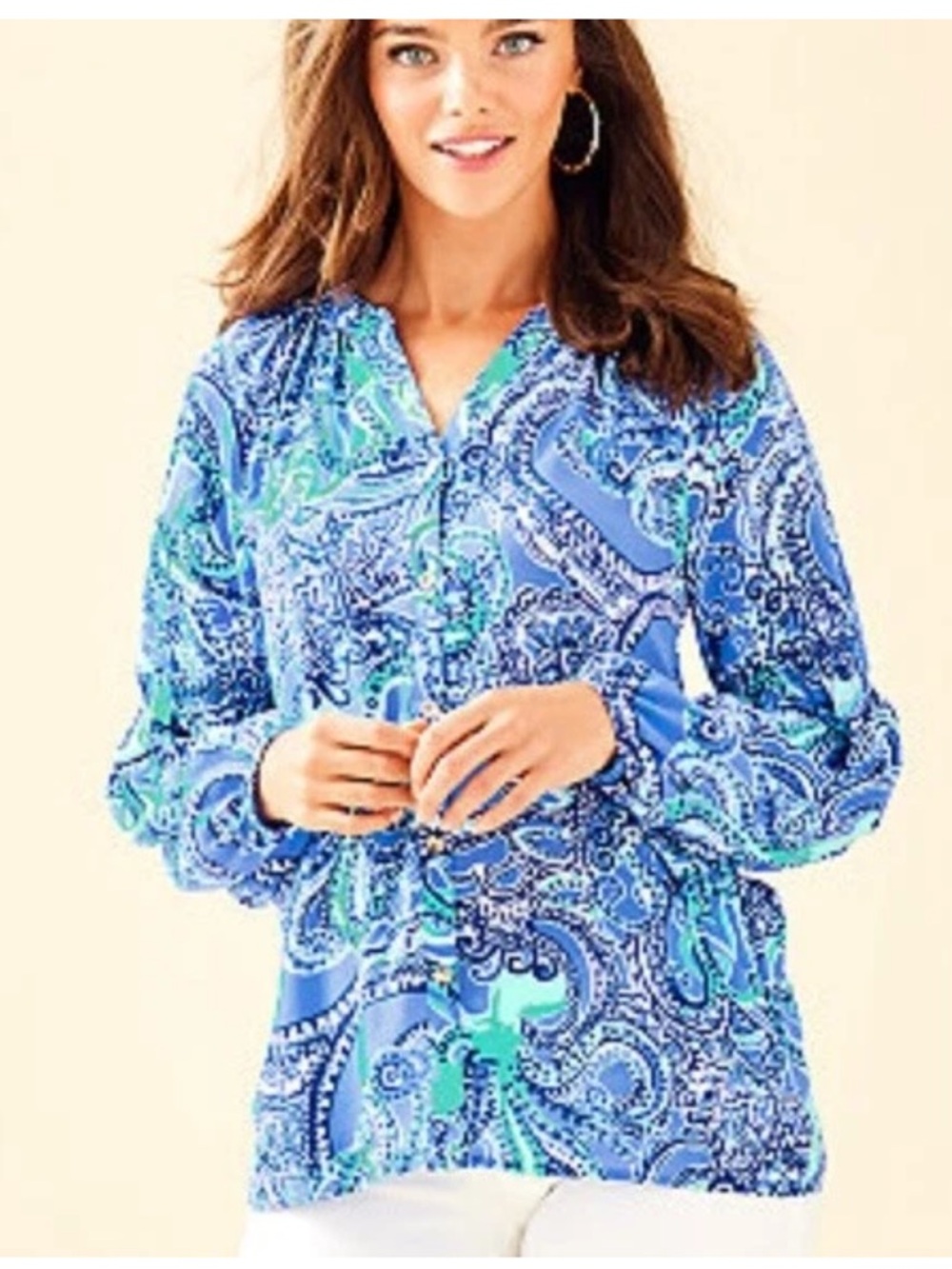 Lilly Pulitzer Anela shirt Coastal Blue Legga Sea women’s M